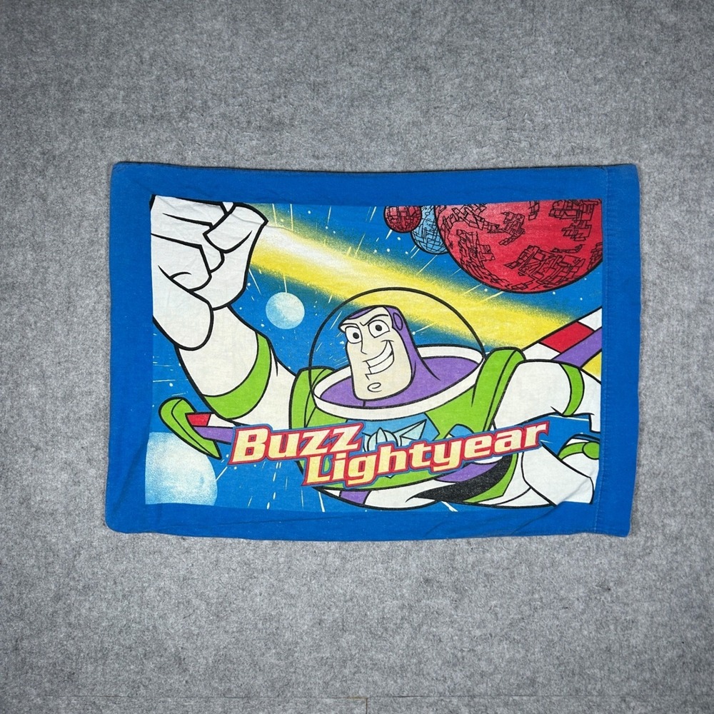 Disney Toy‎ Story Buzz Lightyear Pillowcase Kids OS Blue Vintage Graphic Bedding